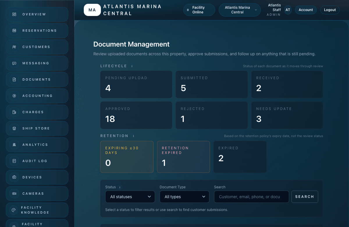 Atlantis Marina documents review workspace