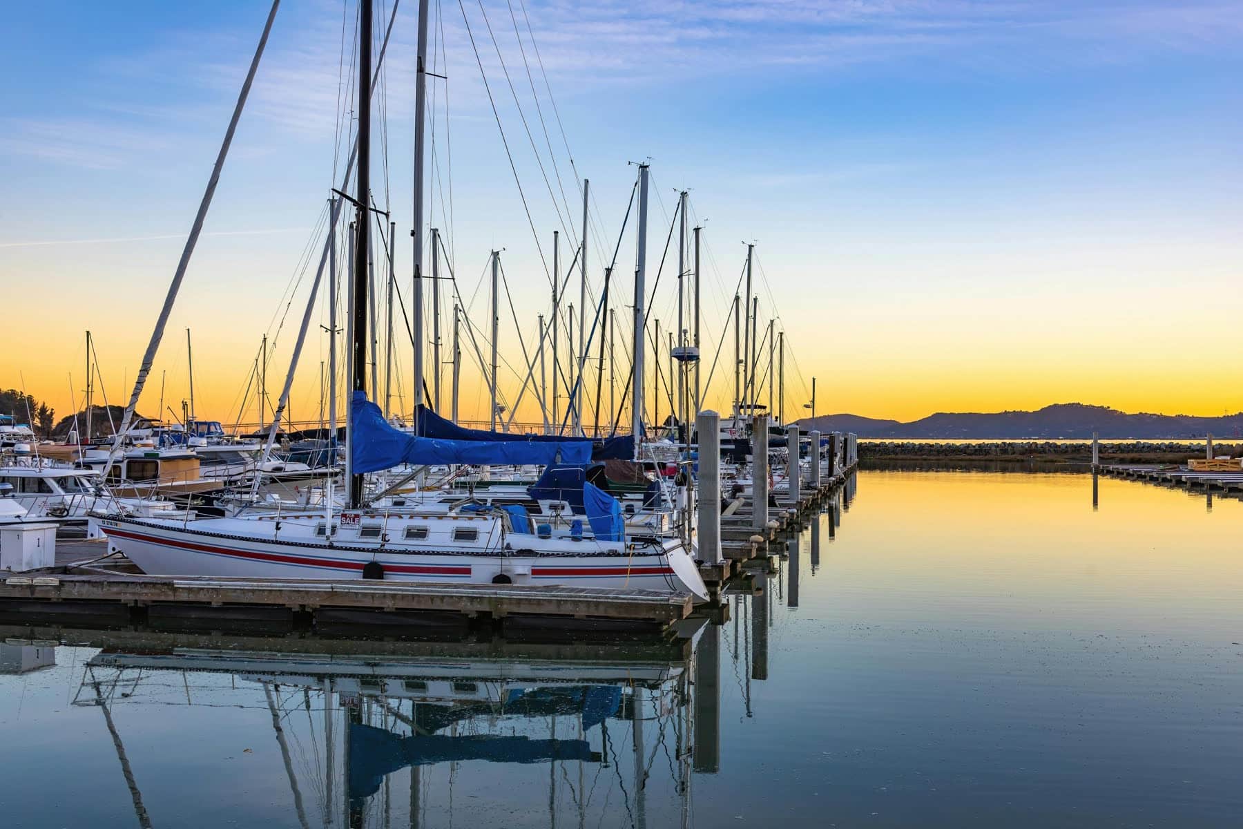 Dockside marina at sunset showing the operating environment Atlantis builds for