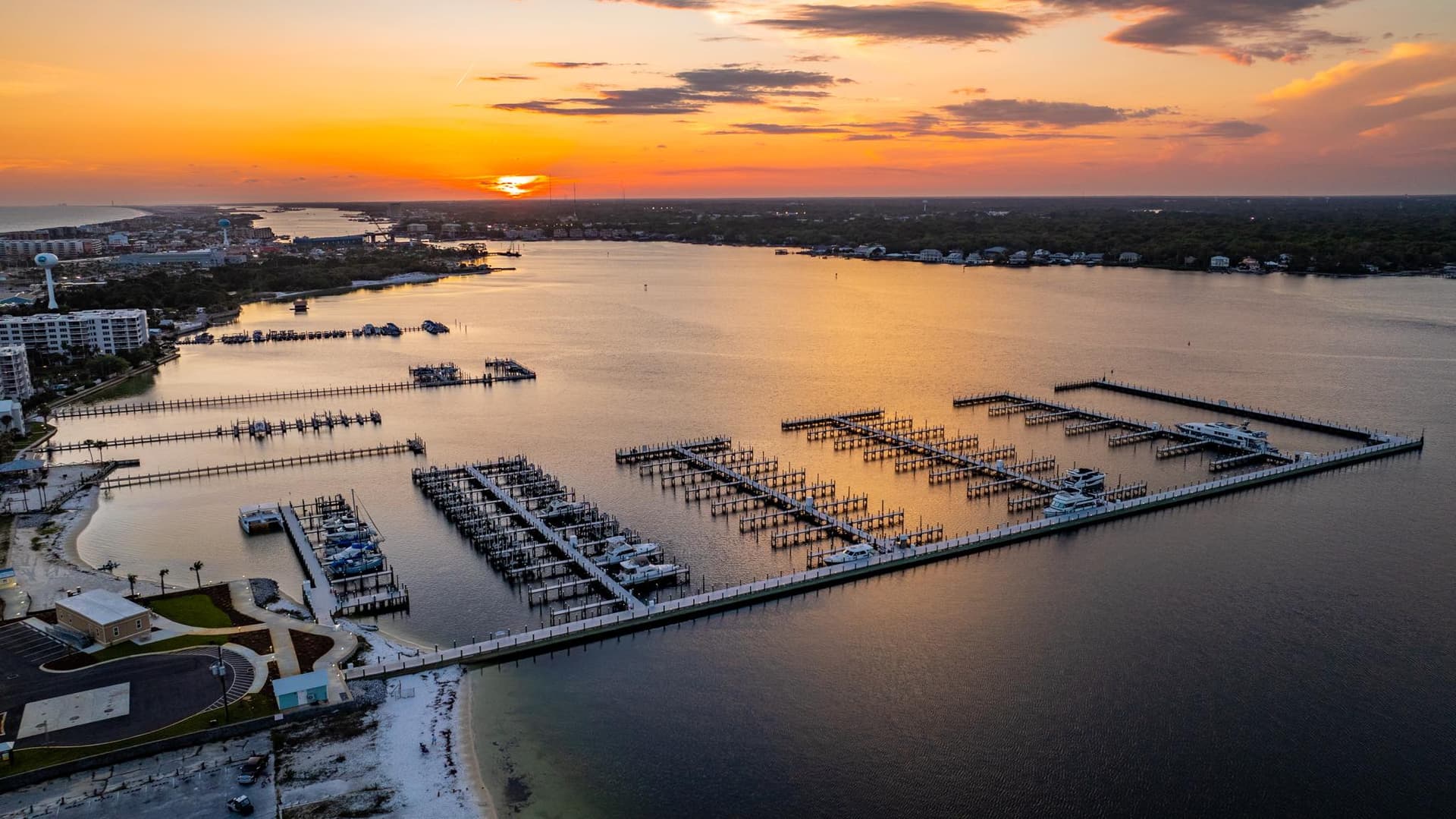 Marina harbor at sunset
